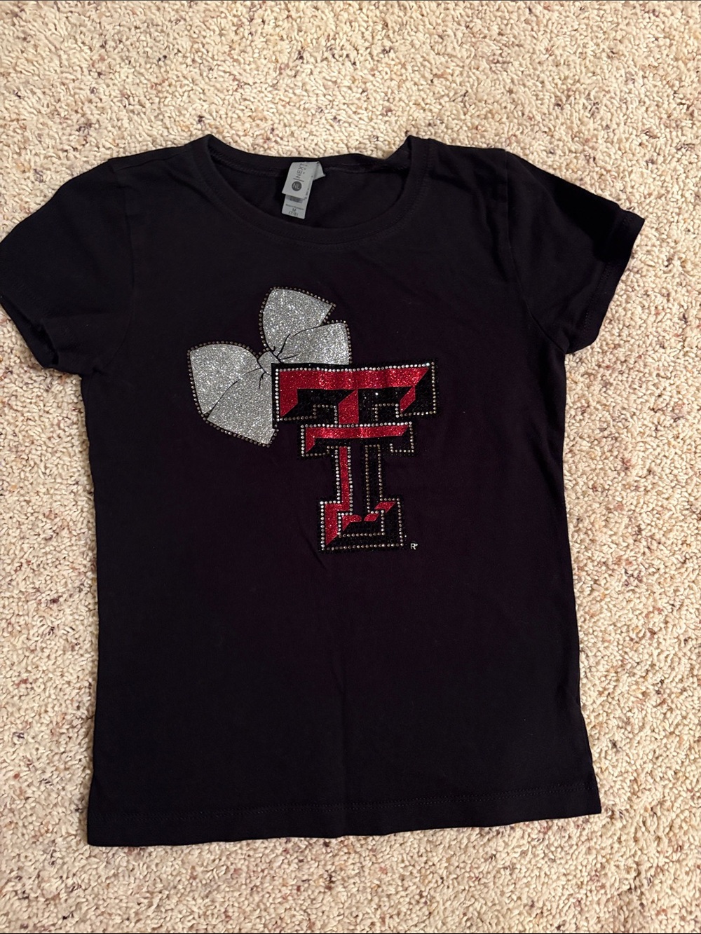 Texas Tech Black Kids Tee with Red & Silver 'TT' Logo